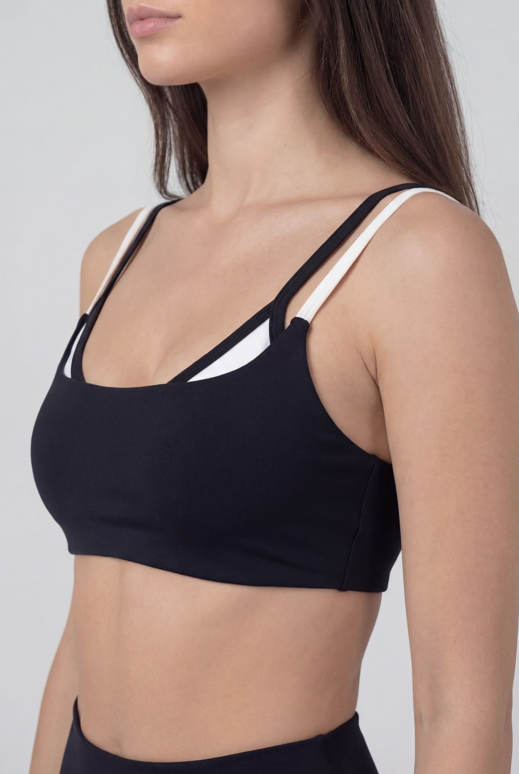 Line triangle bra closeup black