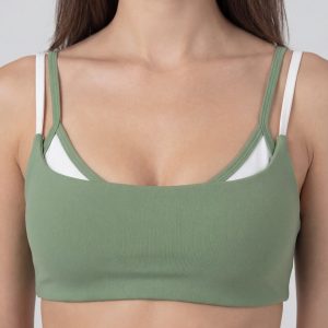Back twist bra - ashy green