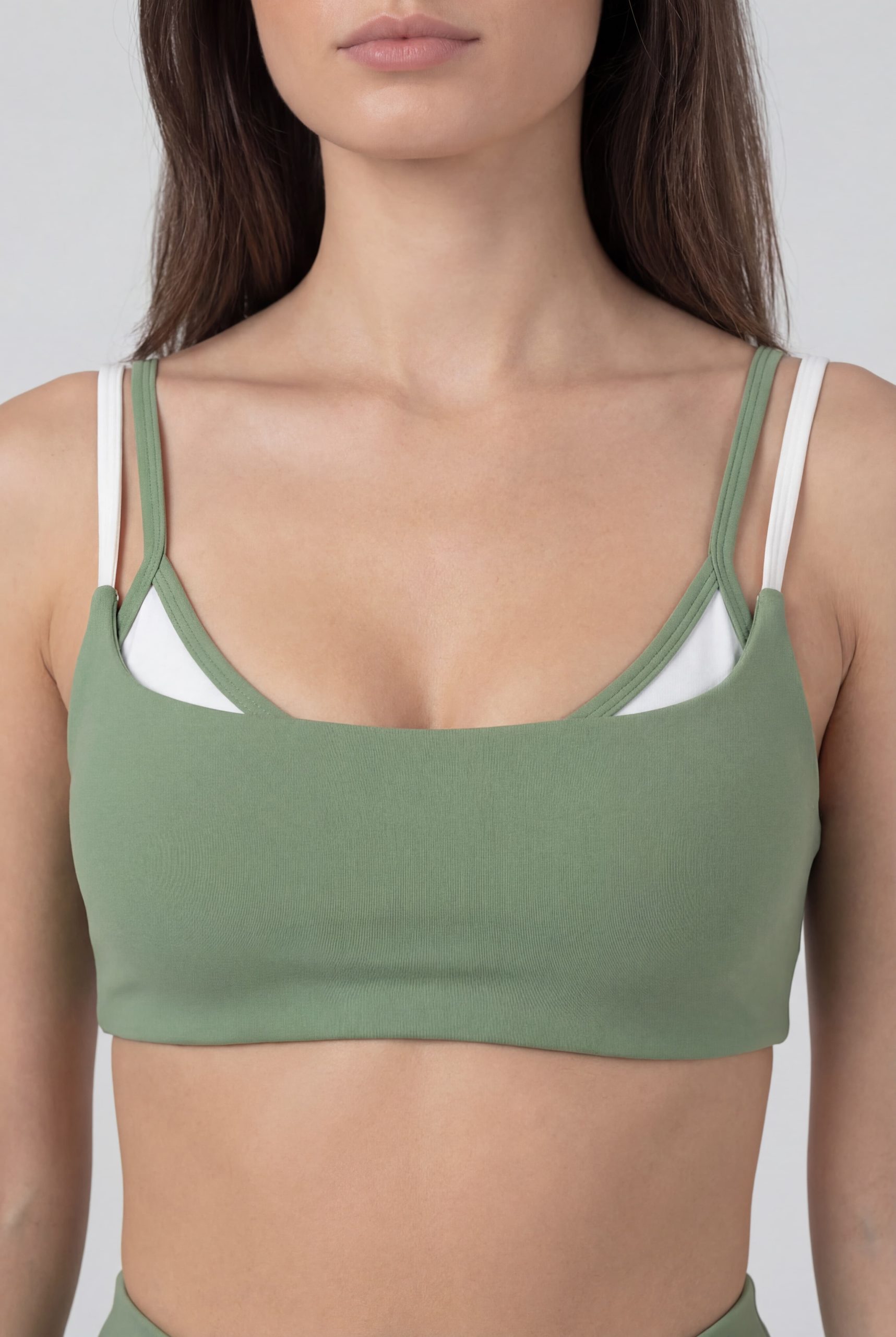 Line triangle bra closeup pistachio
